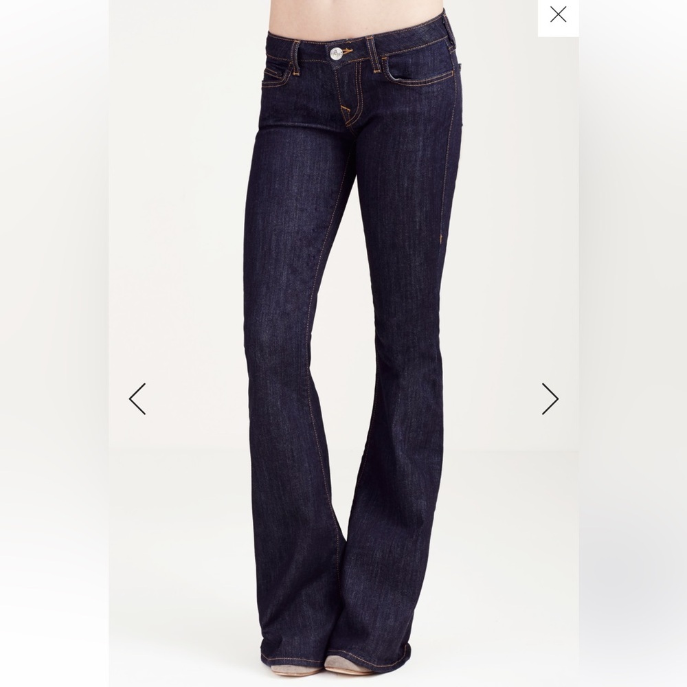True Religion Carrie Low Rise Dark Blue Flare Jeans